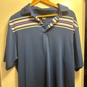 FootJoy Blue Striped Golf Polo — Mens Large